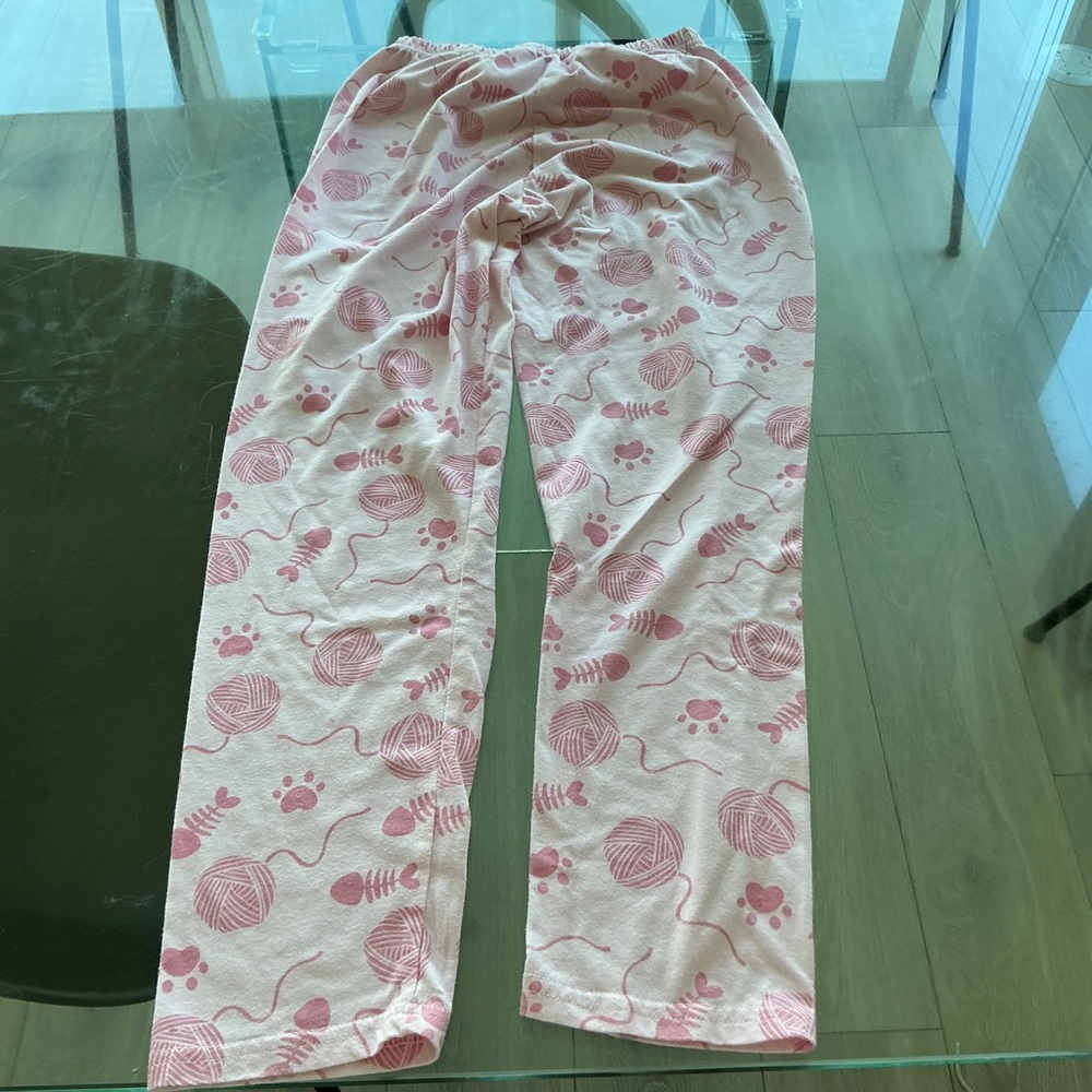 Pink Yarn & Paw Print Pajama Pants
